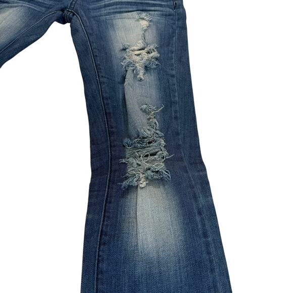 A7 Swarovski Crystals Distressed Jeans Womens 25 Low Rise Sexy Cowgirl Glam Rock - Picture 6 of 15